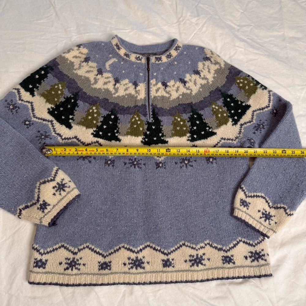 Icelandic Design 1998 Wool Angora Nordic Sweater L Reindeer Quarter Zip - Picture 11 of 12